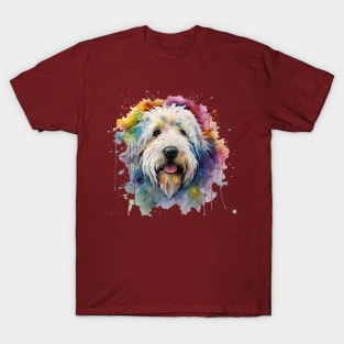 Sheepdog Bright Watercolor Painting T-Shirt